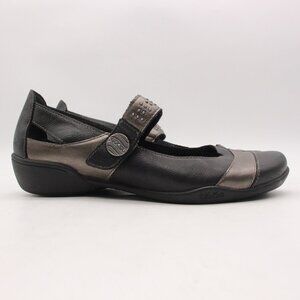 Taos Serenade Women's Size 8 EU 39 Leather Mary Jane Black Pewter Comfort Flats